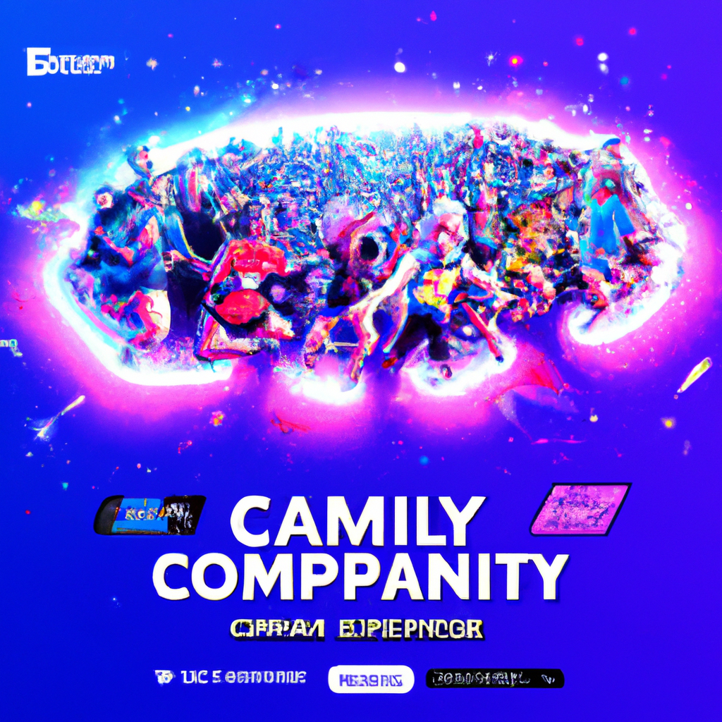 Story visual: community event with neon overlays and HUD